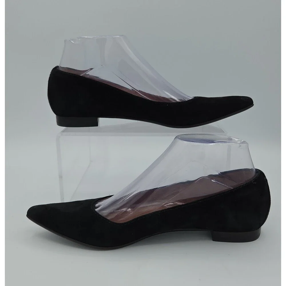 Frye Sienna Pointed Toe Ballet Flats Black Suede Womens Shoes Size 6 Slip On